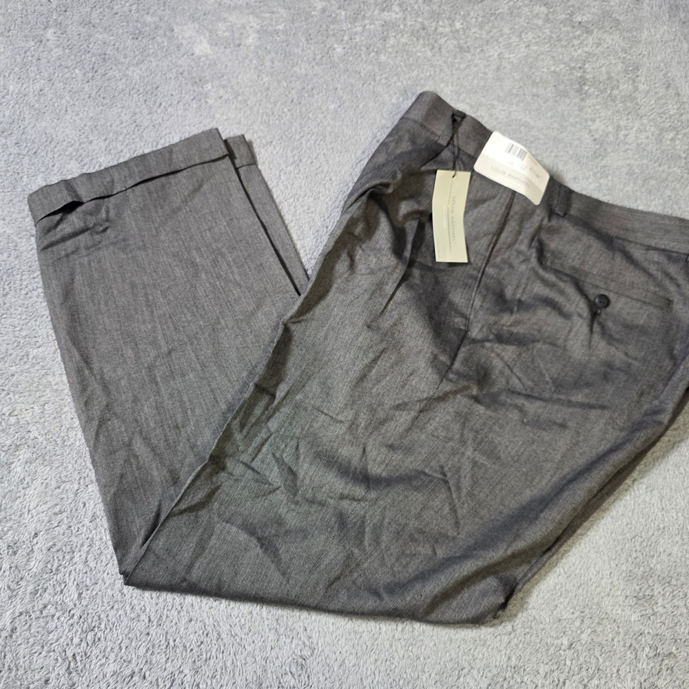 Louis Raphael Mens 36x30 Dress Pants Grey Pleated Cuffed Pin Dot Tailored NEW